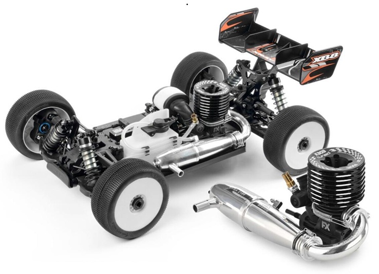 XRAY XB8 2026 Competition 1/8 4WD Off-Road Nitro Buggy Kit w/.21 Fx K303 Tuned Nitro Engine & Pipe Combo