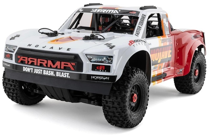 Arrma Mojave 4S BLX Brushless 1/8 4WD RTR Electric Desert Truck (White/Red) w/Spektrum SLT3 2.4GHz Radio