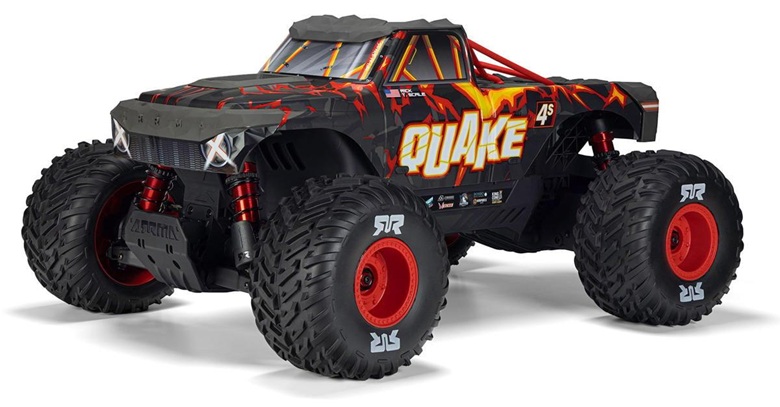 Arrma Quake 4S DSC 1/8 4WD RTR Brushless Monster Truck (Black/Red) w/2.4GHz Radio